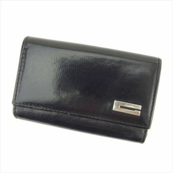 Gucci Key case Key holder Black leather Woman unisex Authentic Used S979 - Picture 1 of 8